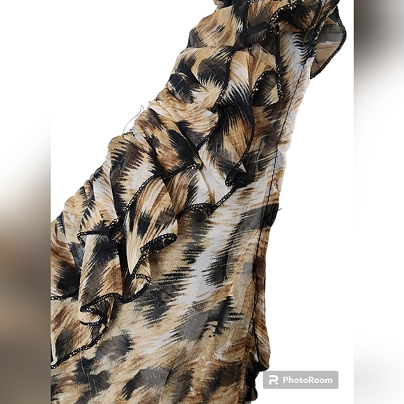 Cheetah Leopard Ruffle Baby Doll Sheer Romantic Nighty Nightgown Sexy Adorable - Picture 6 of 15